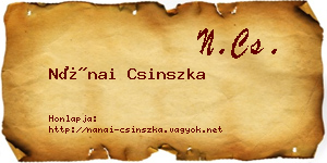 Nánai Csinszka névjegykártya
